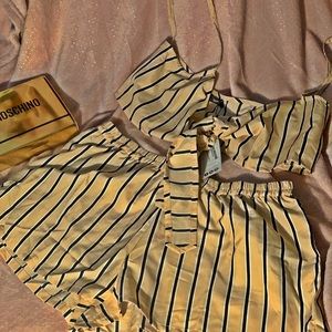 Nude black/white stripe Matching Set✨